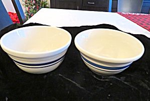 Friendship Pottery Blue Stripe Bowls