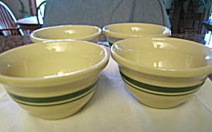 Friendship Pottery Green Stripe Bowls