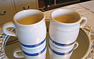 Friendship Pottery Blue Stripe Mugs