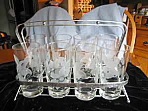 Federal Glasses Etched Flowers