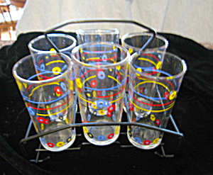 Italian Glass Set W/carrier