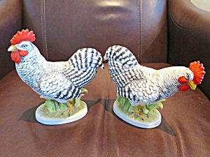 Lefton China Bisque Porcelain Roosters