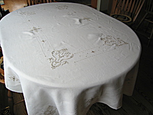 Linen Embroidered Tablecloth Oblong