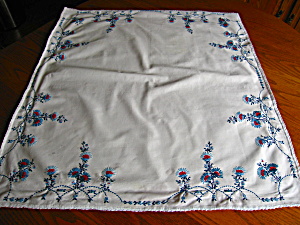 Square Vintage Embroidered Cotton Tablecloth