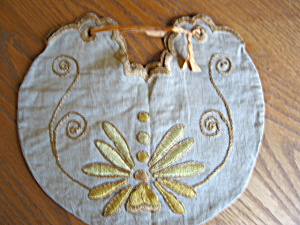 Arts & Crafts Embroidered Linen Pouch