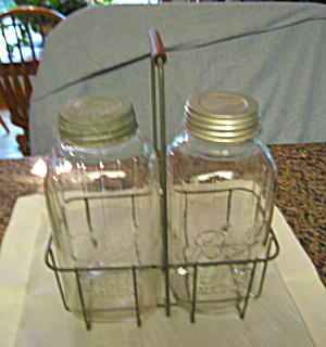 Dairy Carrier W/mason Jars Vintage