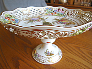Enameled Vintage Dresden Porcelain Compote