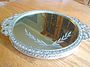 Small Vintage Etched Mirrored Tray