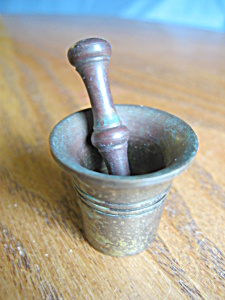 Vintage Miniature Brass Mortar And Pestle