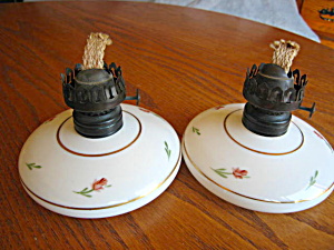 Vintage Plume & Atwood Milk Glass Oil Lamps