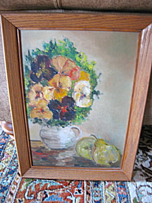 Vintage Oil Painting - Pansies