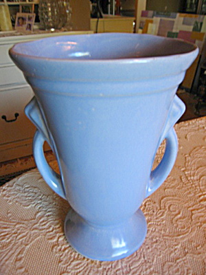 Tall Blue Pottery Vintage Vase