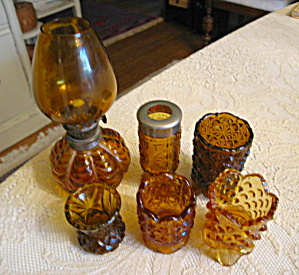 Amber Pressed Glass Assortment