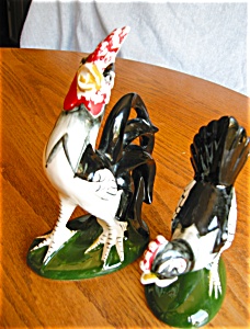 Vintgage Rooster And Hen Figurine Pair