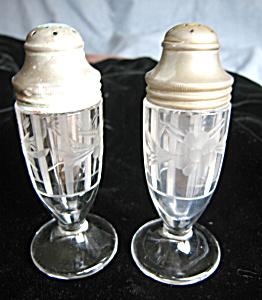 Antique Etched Glass Shakers
