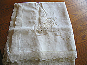 Vintage Cotton Lace Tablecloth
