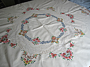 Round Embroidered Tablecloth