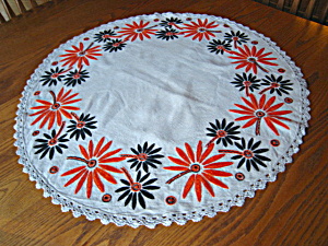 Vintage Embroidered Table Round