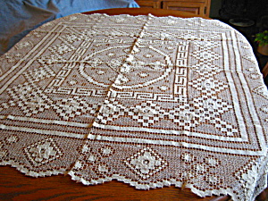 Filet Lace Vintage Tablecloth