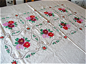 Belgian Linen Embroidered Tablecloth