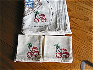 Vintage Embroidered Tablecloth And Napkins