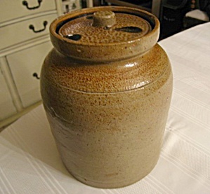 Saltglaze Covered Jar Crock