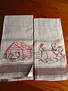Vintage Embroidered Dog Towels