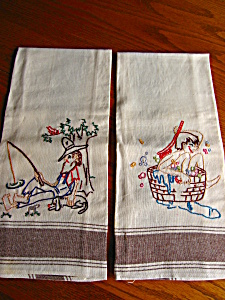 Vintage Embroidered Kitchen Towels