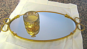 Oval Vintage Vanity Tray And Footed Box
