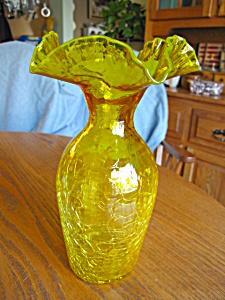 Blown Crackle Glass Vase Large