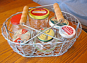 Vintage Glass Jars W/basket