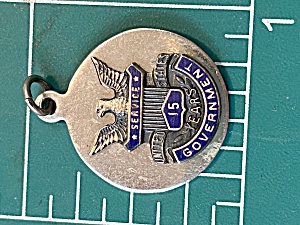 Vintage Sterling 15 Years Government Service Charm