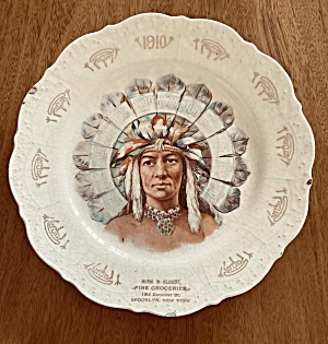 1910 Native American Chief Calendar Plate Rare