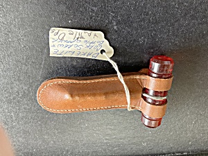 Red Bakelite Corkscrew & Bottle Opener Leather Case
