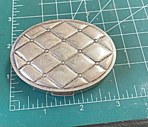 Vintage Sterling Quilted Top Oval Compact