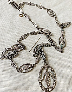 Signed Coppini 800 Silver Antique Necklace