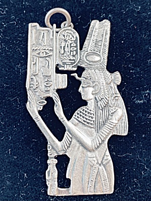 Vintage Sterling Queen Cleopatra Cartouche Drop