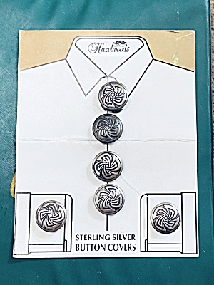 Vintage Sterling Silver Button Covers On Card