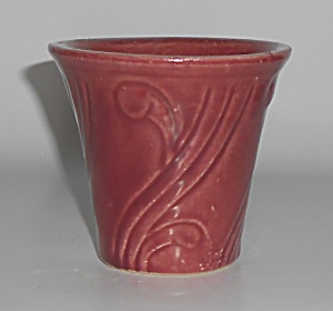 Pacific Pottery Burgundy Art Deco 3-3/8'' Flower Pot