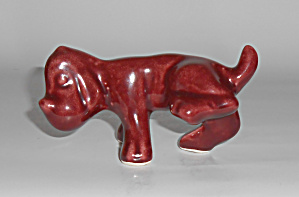 Camark Pottery Maroon Pointer Hound Dog Figurine
