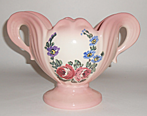 Camark Pottery Rose/floral Decorated Two Handle Vase