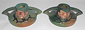 Roseville Pottery Magnolia 1156-2 1/2 Pair Candlesticks