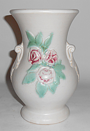 Brush Mccoy Pottery 8in White W/floral Decoration #741