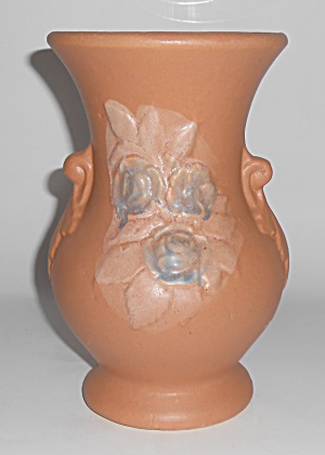 Brush Mccoy Art Pottery Tan W/floral Decoration Vase