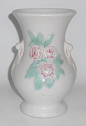 Brush Mccoy Pottery 8'' White W/floral Decoration #741