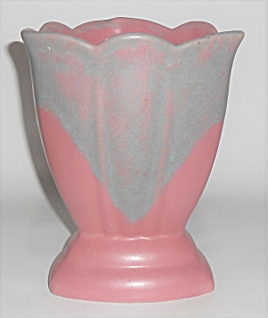 Camark Art Pottery Green Over Mauve Drip #432 Vase