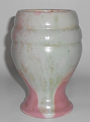 Camark Art Pottery Early Green Over Rose Vase