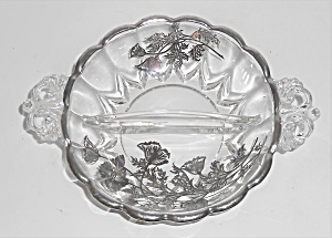 Silver City Glass Flanders Silver Overlay 2-part Relish