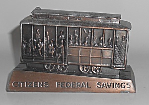 Vintage Copper/brass Citizens Federal Savings Cable Car