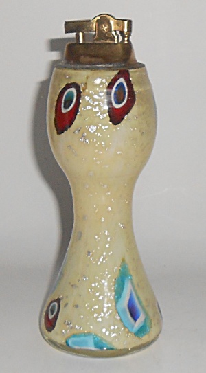 Vintage Murano Art Glass Silver Flake Butane Lighter